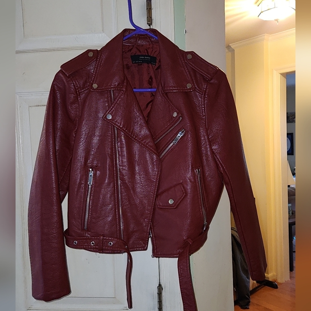 Zara red/burgundy leather jacket - NEVER WORN